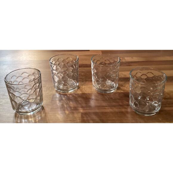 Vintage Libbey Urban Polka Dots Thumbprint Clear Glass Rocks 3.5” Set Of 4 - Picture 7 of 10
